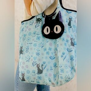 🆕 Jiji Black Cat Reusable Foldable Shopping Tote Eco Bag